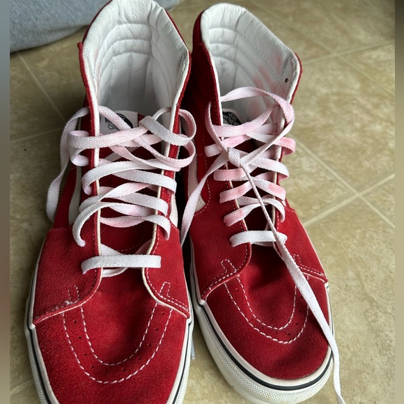 Red Vans Sk8-Hi Tops - Picture 3 of 6